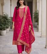 Women ethnic motifs regular kurta with trousers & with dupatta