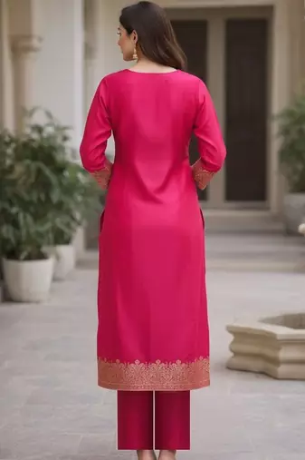 Women ethnic motifs regular kurta with trousers & with dupatta