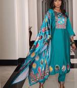 Ethnic motifs printed thread work thread work kurta Set