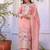 Peach Embroidery And sequin Work Silk Blend Salwar Suit