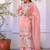Peach Embroidery And sequin Work Silk Blend Salwar Suit