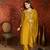 Elegant mustard yellow roman embroidered kurti pant set
