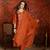 Elegant orange roman embroidered kurti pant set