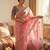 Pink Color Sequance and Zari Embroidery Work Satin Saree