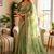 Sea Green Color Sequance and Zari Embroidery Work Satin Saree