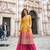 Yellow and pink georgette full stitched sharara suits free size upto 44