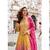 Yellow and pink georgette full stitched sharara suits free size upto 44
