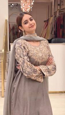 Grey Embroidery and sequin Silk Blend Salwar Suit 3