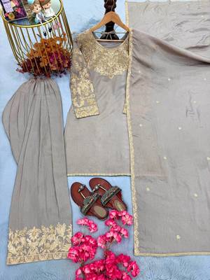 Grey Embroidery and sequin Silk Blend Salwar Suit 5