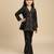 Black embroidered raw silk co ord set