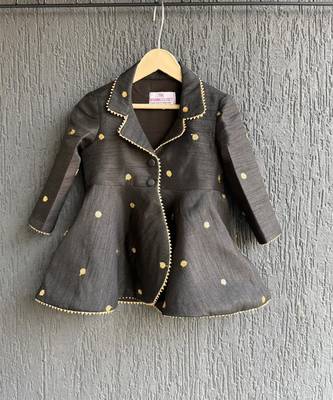 Black embroidered raw silk co ord set 3