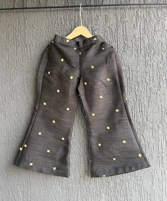 Black embroidered raw silk co ord set 4