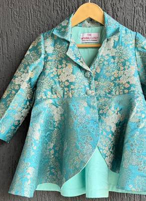 Blue embroidered brocade co ord set 2