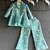 Blue embroidered brocade co ord set