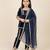 Navy Blue embroidered velvet kurti set