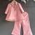 Pink embroidered raw silk co ord set