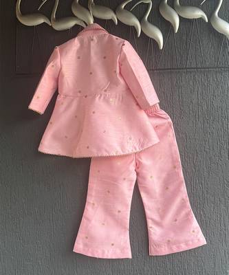 Pink embroidered raw silk co ord set 3