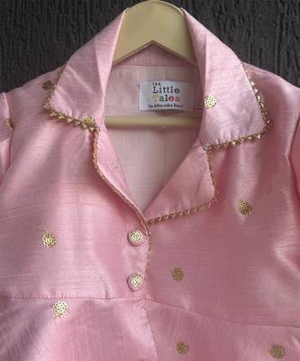 Pink embroidered raw silk co ord set 4