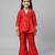 Red embroidered raw silk co ord set