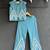 Blue embroidered cotton slub co ord set