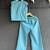 Blue embroidered cotton slub co ord set