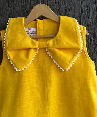 Yellow embroidered cotton slub co ord set 4