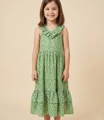 Green printed cotton rayon dress