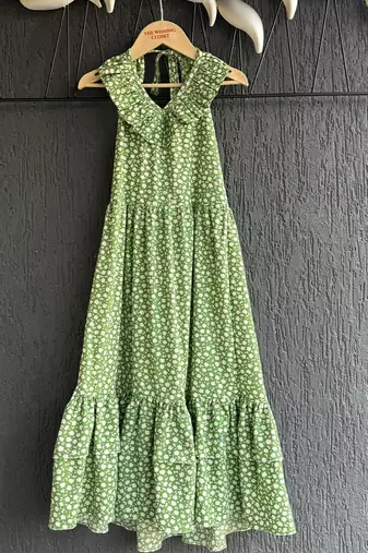 Green printed cotton rayon dress