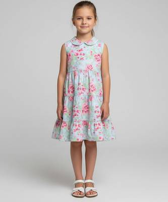 Multicolor printed cotton slub dress 1
