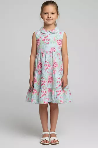 Multicolor printed cotton slub dress