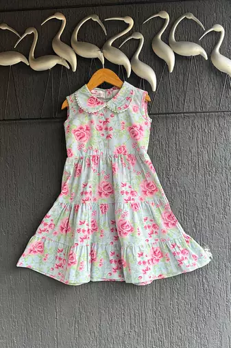 Multicolor printed cotton slub dress