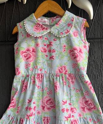 Multicolor printed cotton slub dress 4