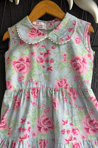 Multicolor printed cotton slub dress