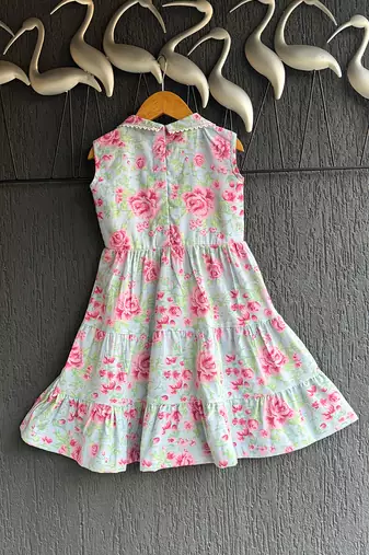 Multicolor printed cotton slub dress