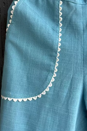 Teal blue cotton slub co ord set