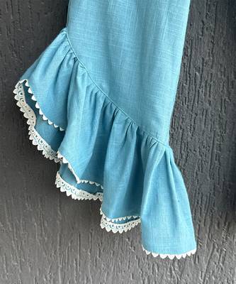 Teal blue cotton slub co ord set 3