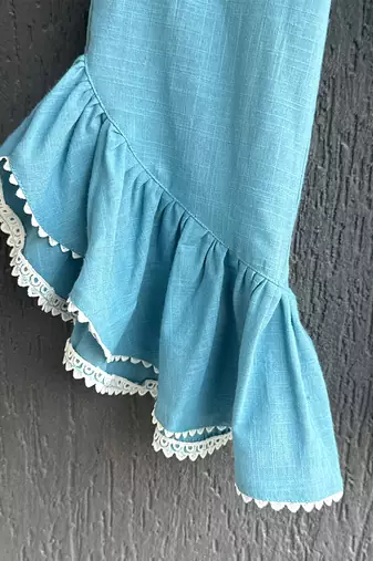 Teal blue cotton slub co ord set
