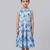 Blue off white printed cotton slub dress