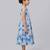 Blue off white printed cotton slub dress