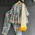 Purple printed cotton silk kurti set