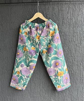 Purple printed cotton silk kurti set 5