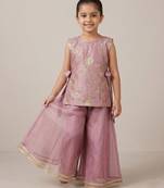 Dusty purple embroidered organza crepe co ord set