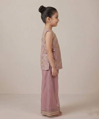 Dusty purple embroidered organza crepe co ord set 2