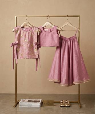Dusty purple embroidered organza crepe co ord set 3
