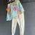 Blue off white printed mul chanderi dhoti kurti set