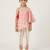 Pink off white printed mul chanderi dhoti kurti set
