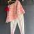 Pink off white printed mul chanderi dhoti kurti set