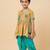 Beige green embroidered cotton silk angrakha set