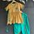 Beige green embroidered cotton silk angrakha set