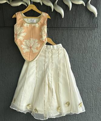Pink off white printed cotton silk co ord set 2